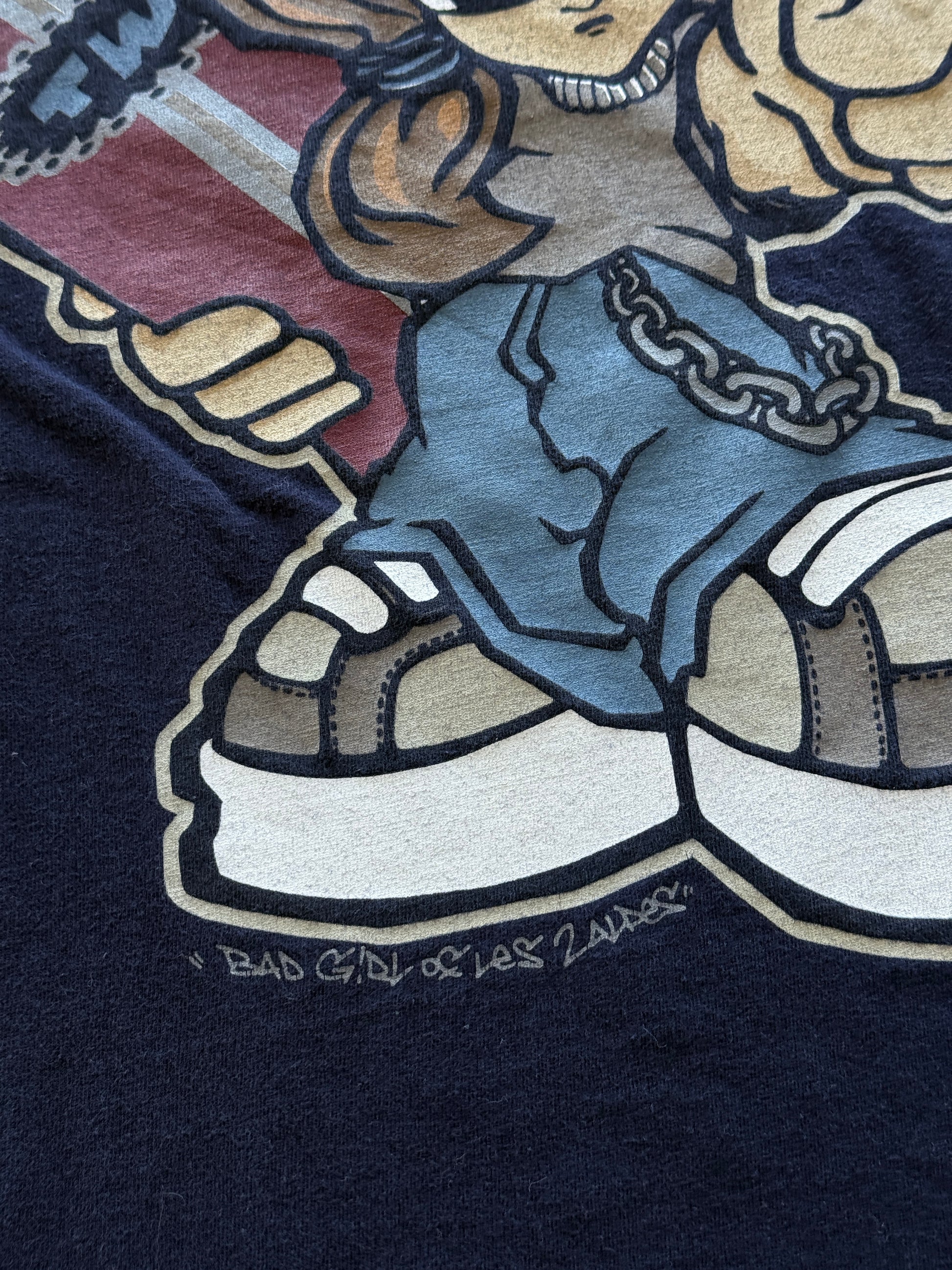 Navy Spirit Y2K Vintage Skate Graphic T-Shirt - Small