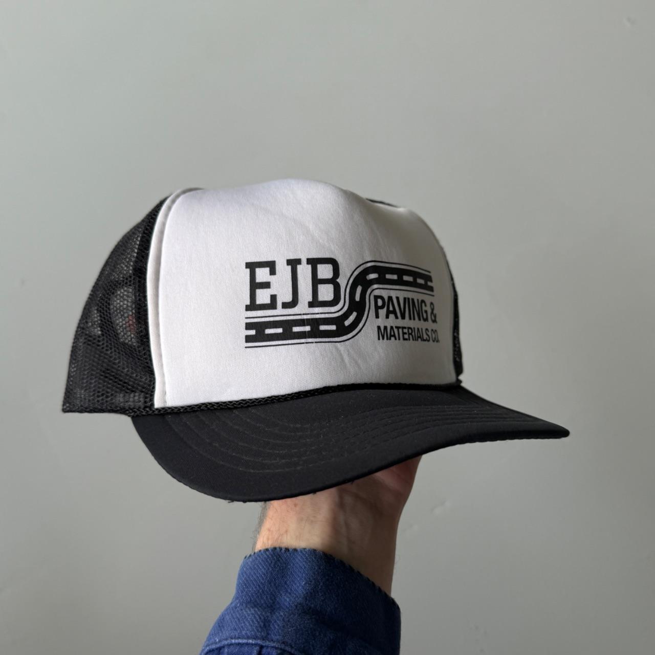 Black White EJB Paving Vintage Foam and Mesh SnapBack Trucker Cap