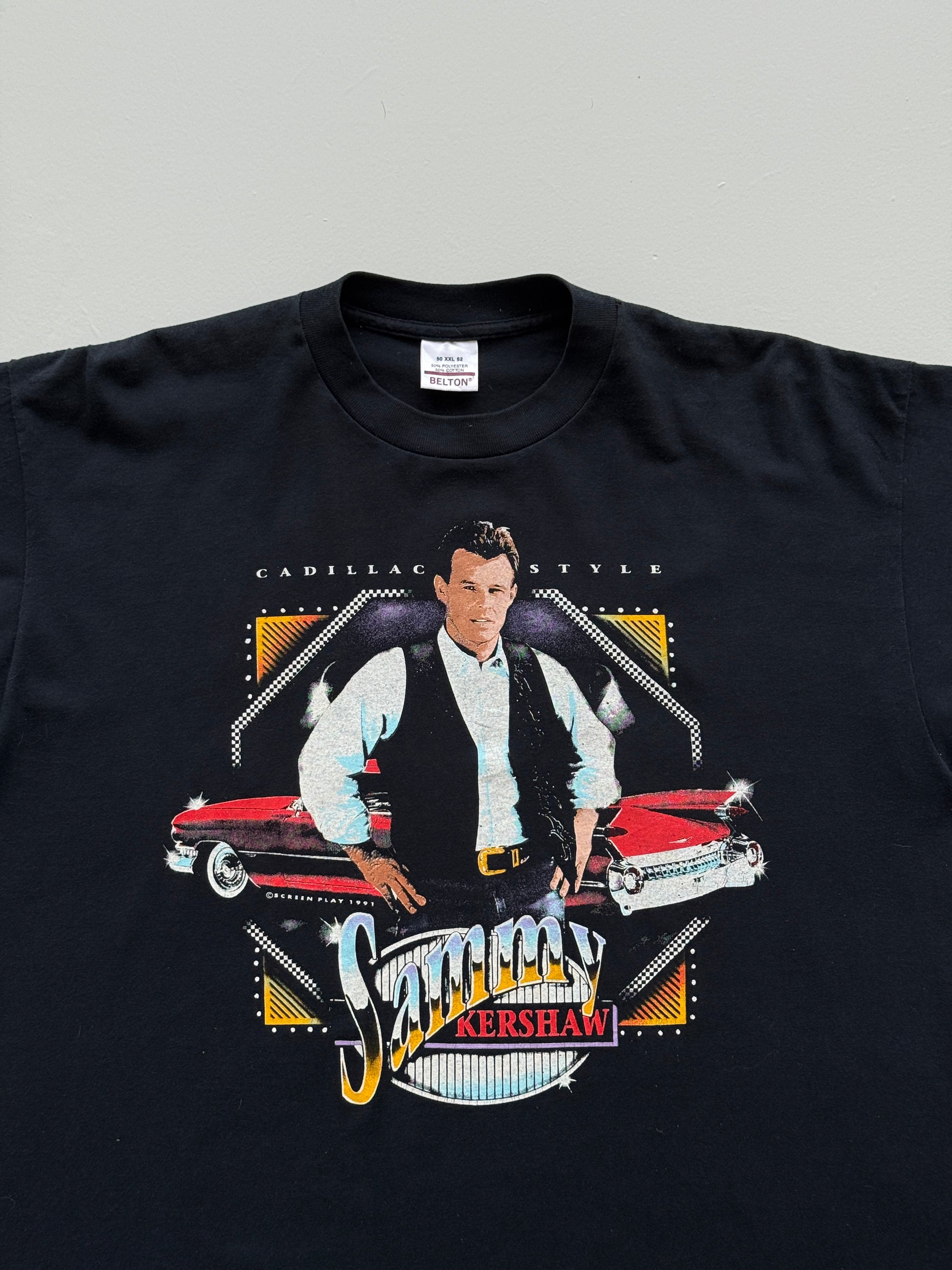 Black Sammy Kershaw 90's Vintage Single Stitch Graphic Band T-Shirt - XL