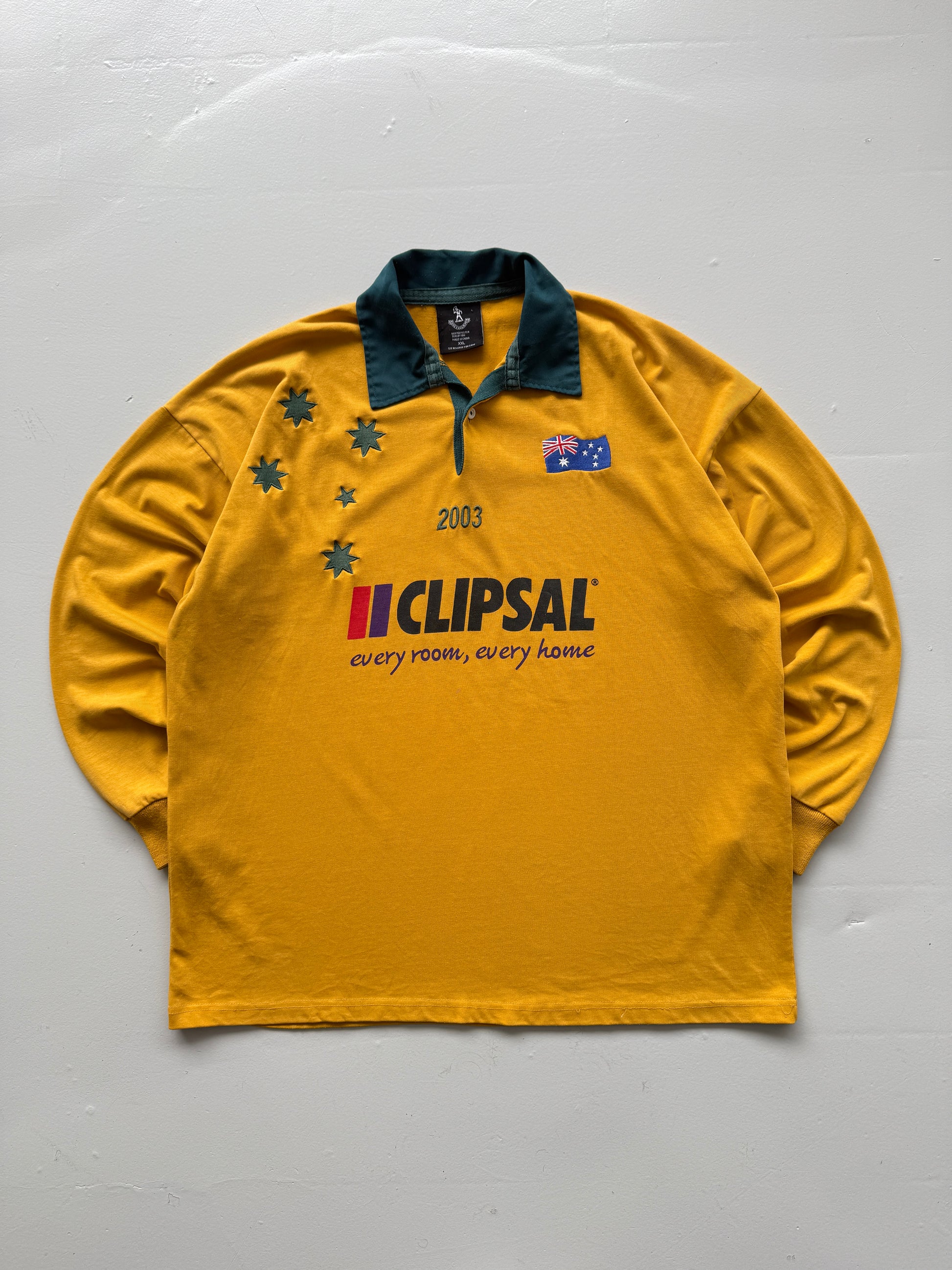 Yellow AFL Australia 90's Vintage Aussie Rules Football Long Sleeve Jersey - XL