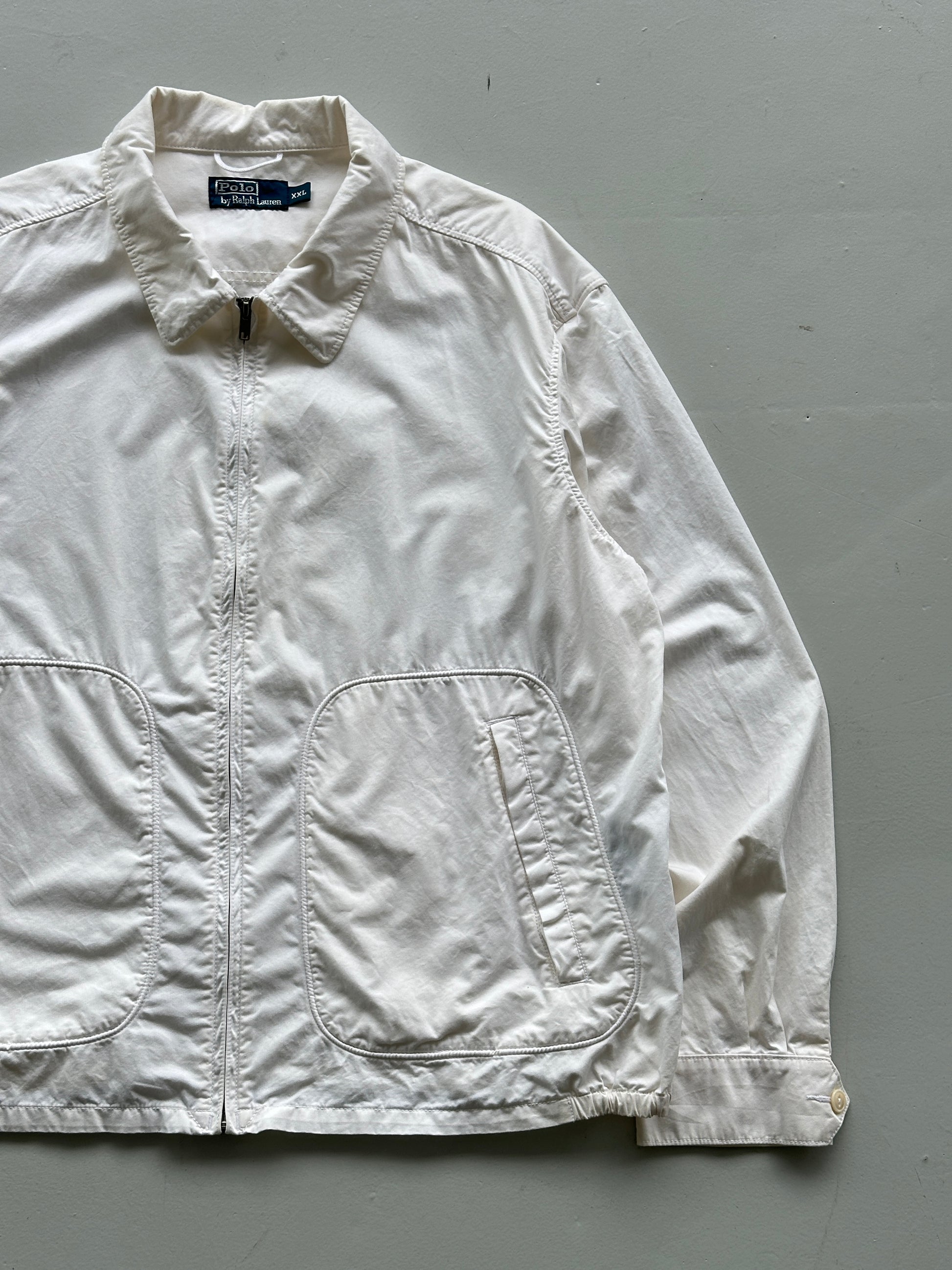 White Polo Ralph Lauren 90's Cotton Harrington Bomber Jacket - 2XL
