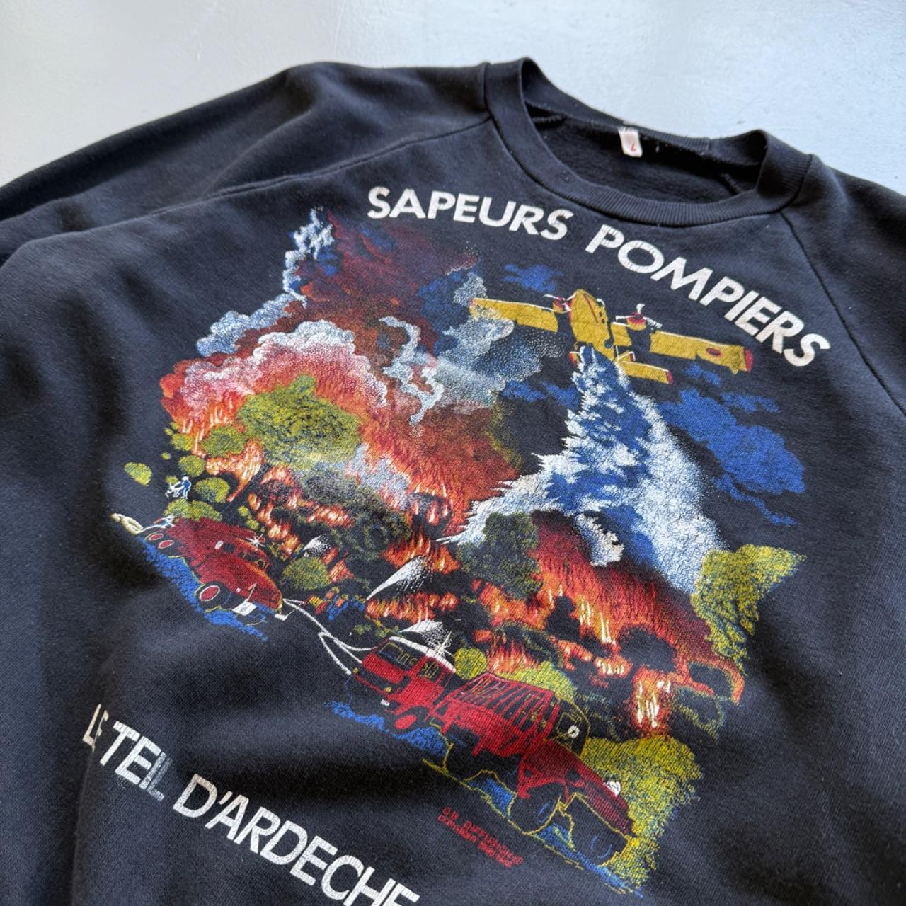 Black French Fire Fighters 90s Vintage Graphic Sweatshirt - XS Mens Womens 8