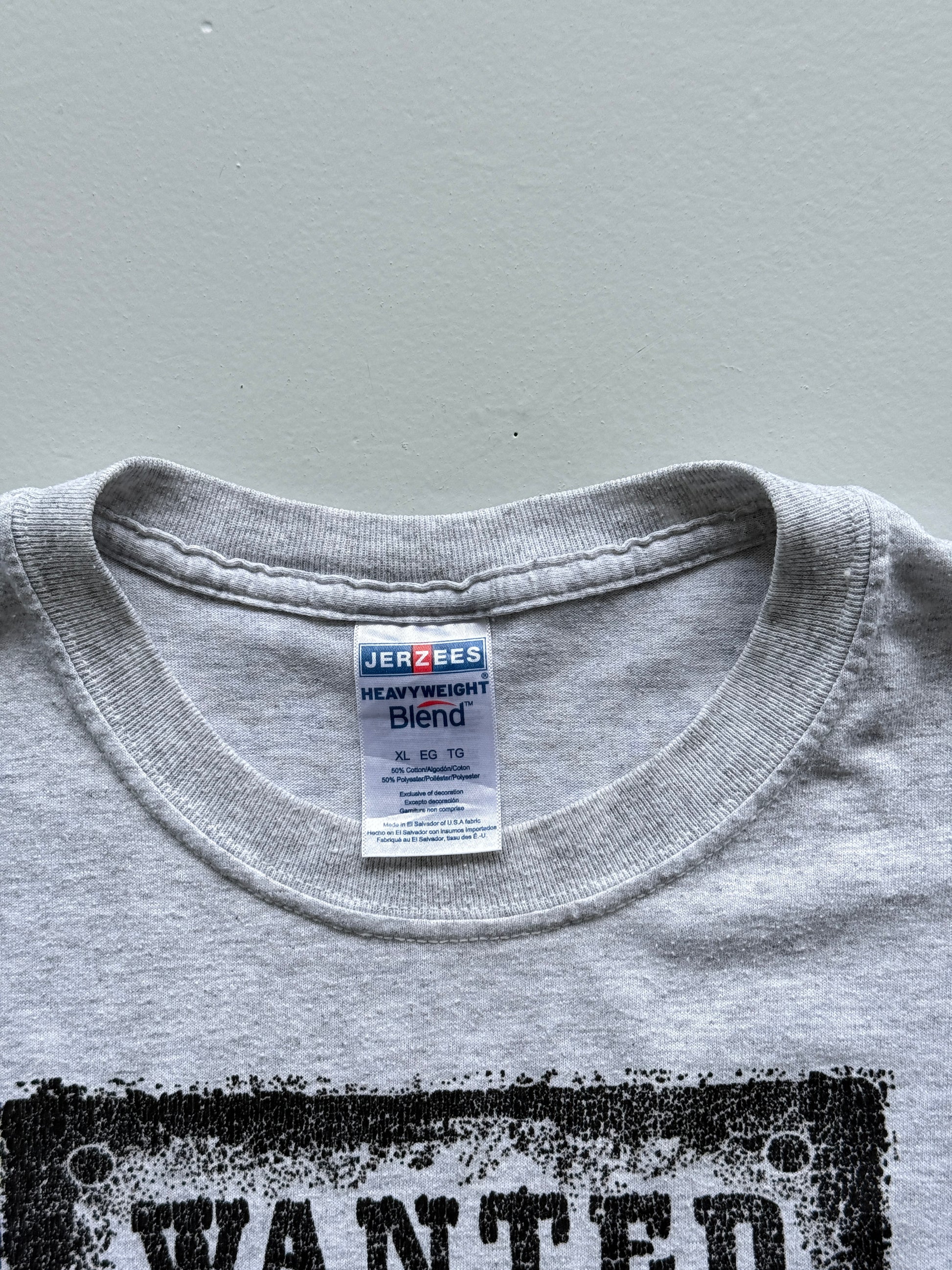 Grey Wanted Western 00's Vintage Graphic T-Shirt - XL