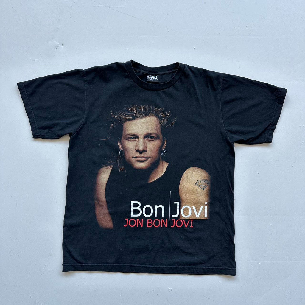 Bon Jovi Black 00s Vintage T-shirt - Large