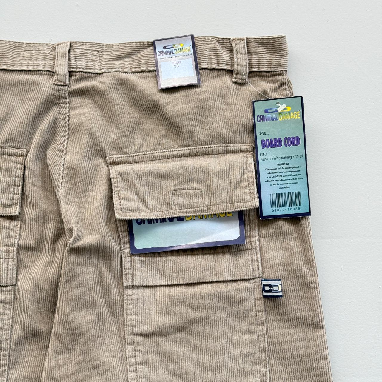 Cream Corduroy Criminal Damage 00's Vintage Cargo's - 36” x 32”
