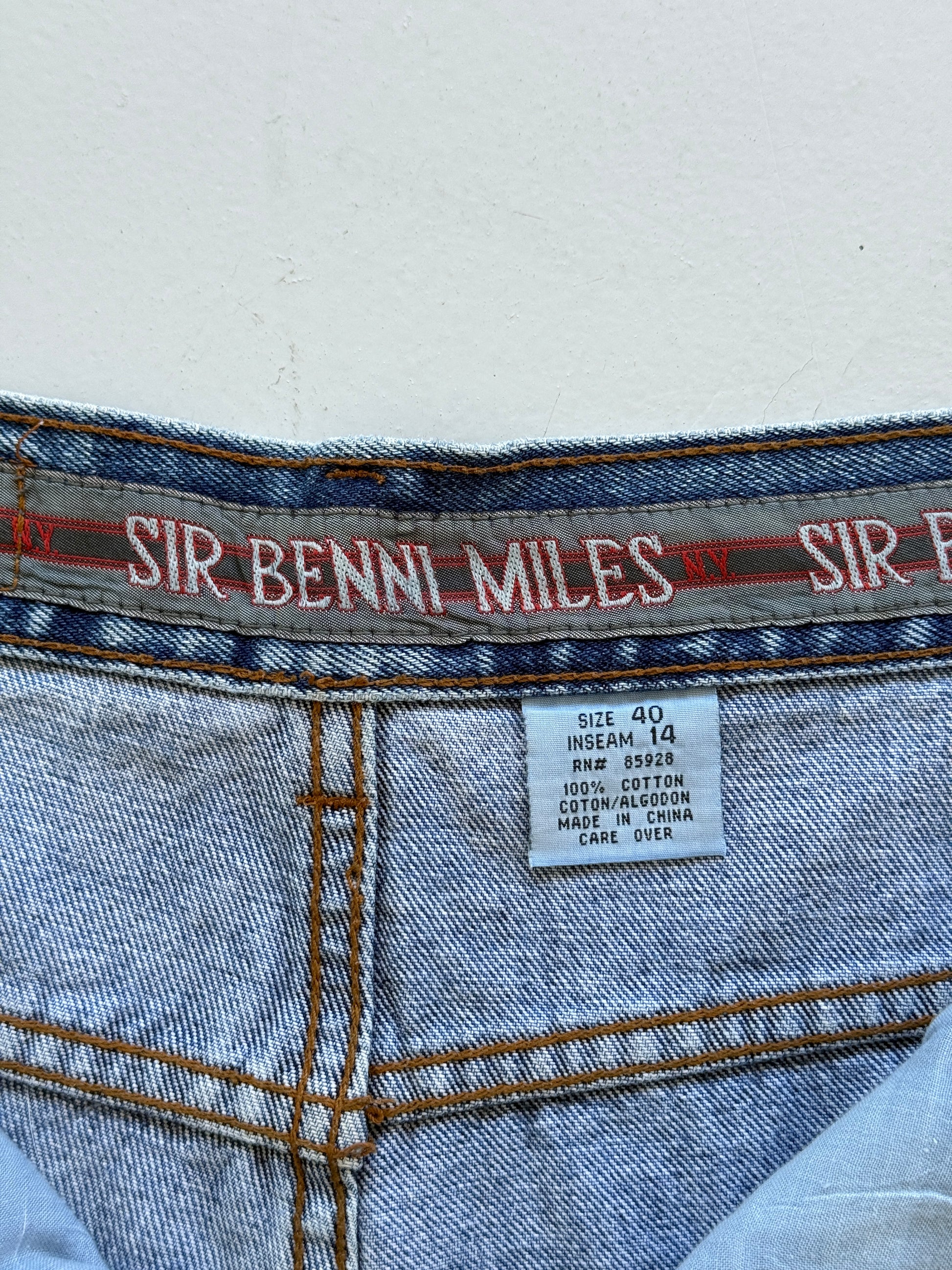 Blue Sir Benni Miles 90's Vintage Baggy Hip Hop Denim Shorts - W40 x L12.5