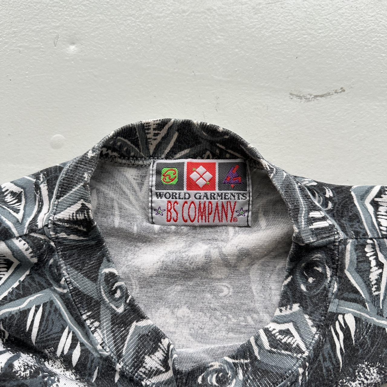 Grey Patterned Surf 90s Vintage Graphic T-Shirt - Boxy XL