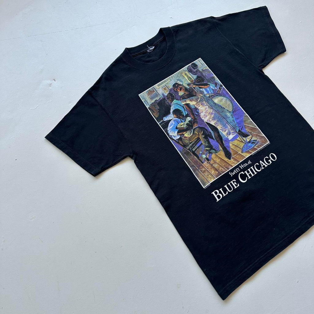 Black Chicago Blues 90s Vintage T-shirt - Large