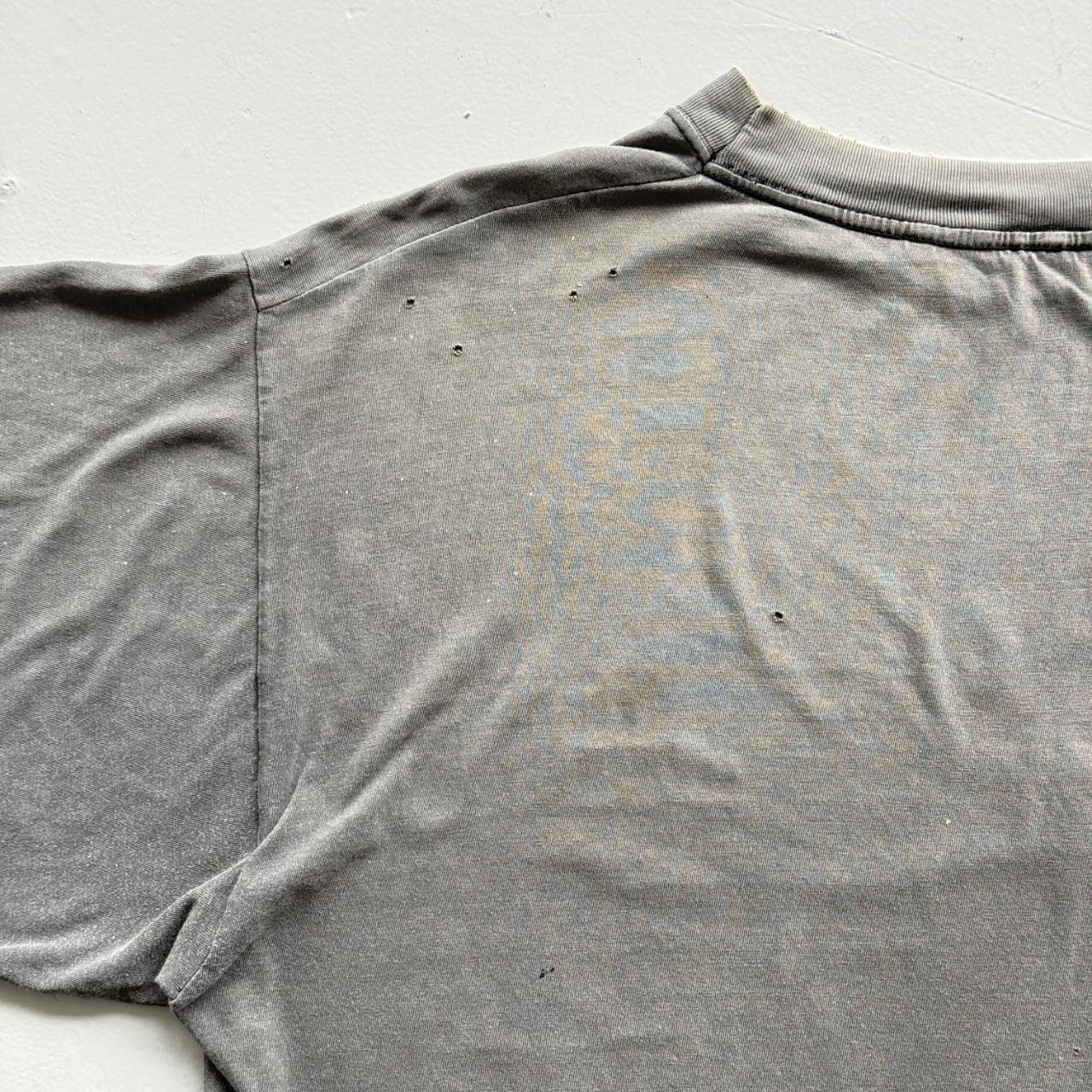Faded Grey Biker 90s Vintage Thrashed T-Shirt - Large