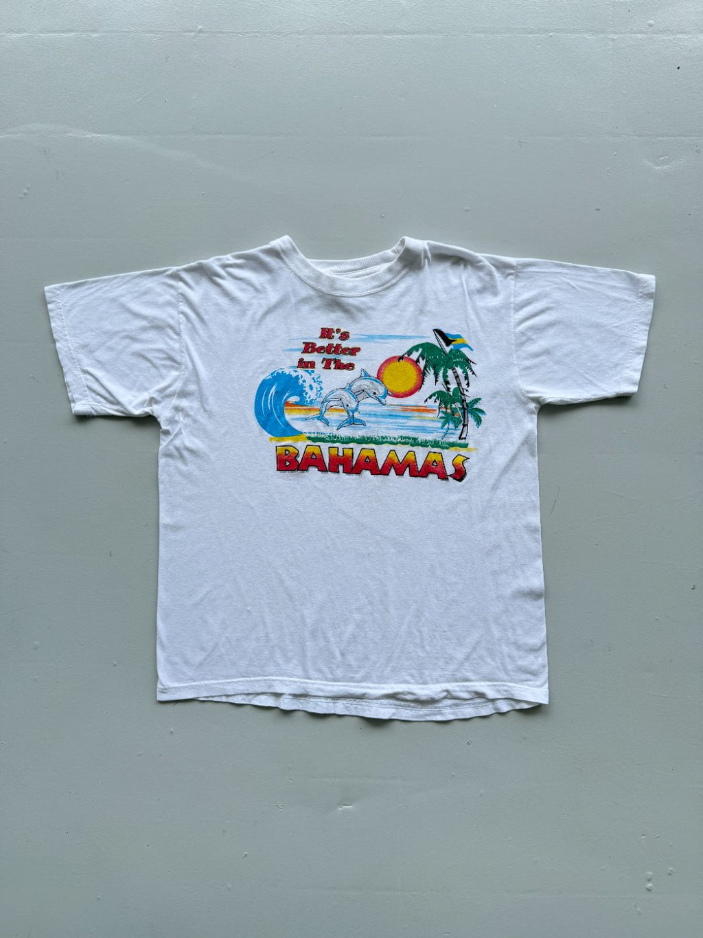 Bahamas 'It's Better in The Bahamas' Dolphins Vintage Tourist T-Shirt - Large