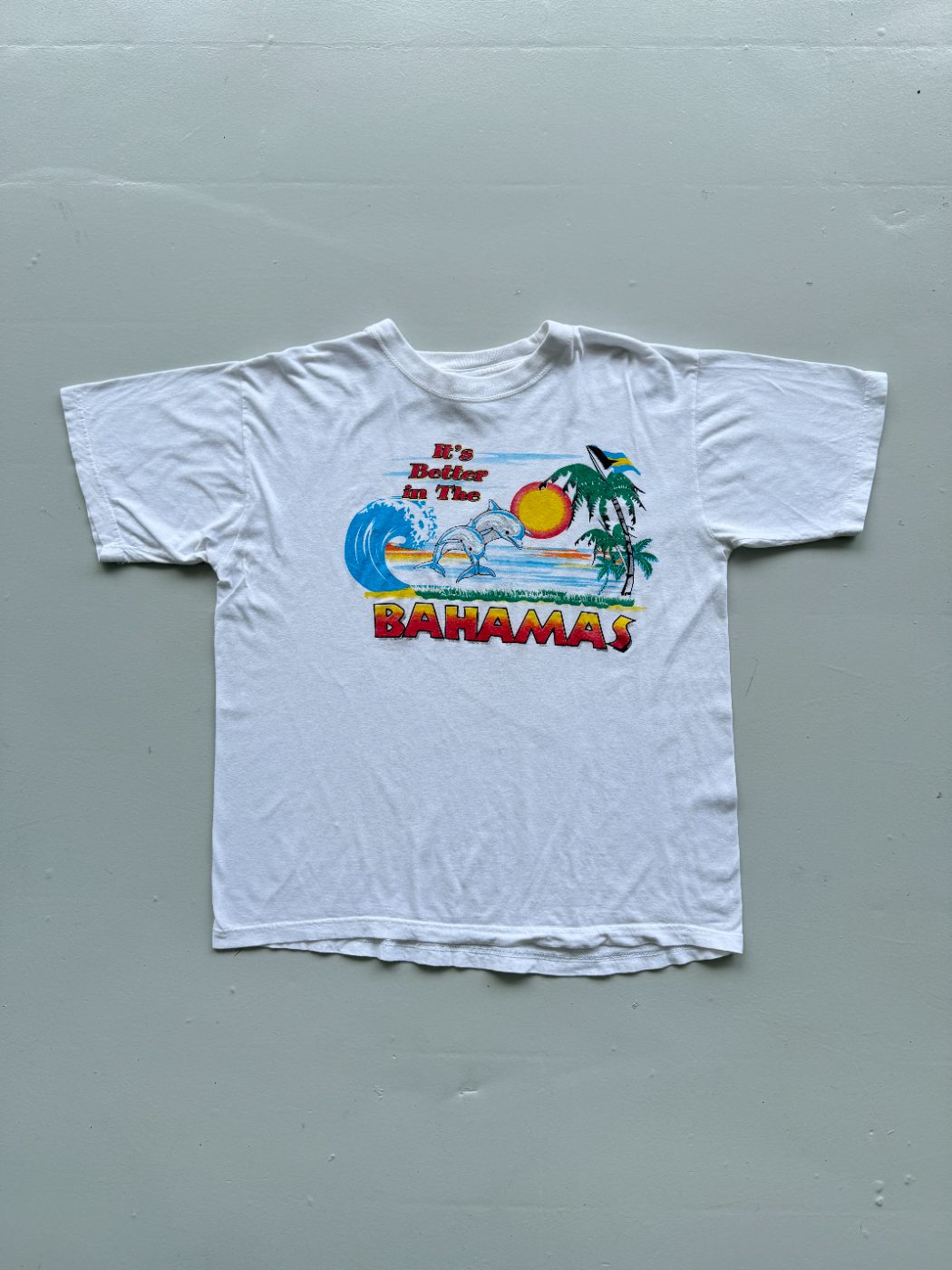 Bahamas 'It's Better in The Bahamas' Dolphins Vintage Tourist T-Shirt - Large