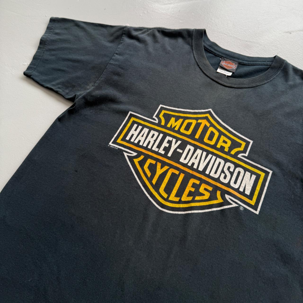 Faded Black Harley Davidson 90s Vintage Graphic T-Shirt - Large