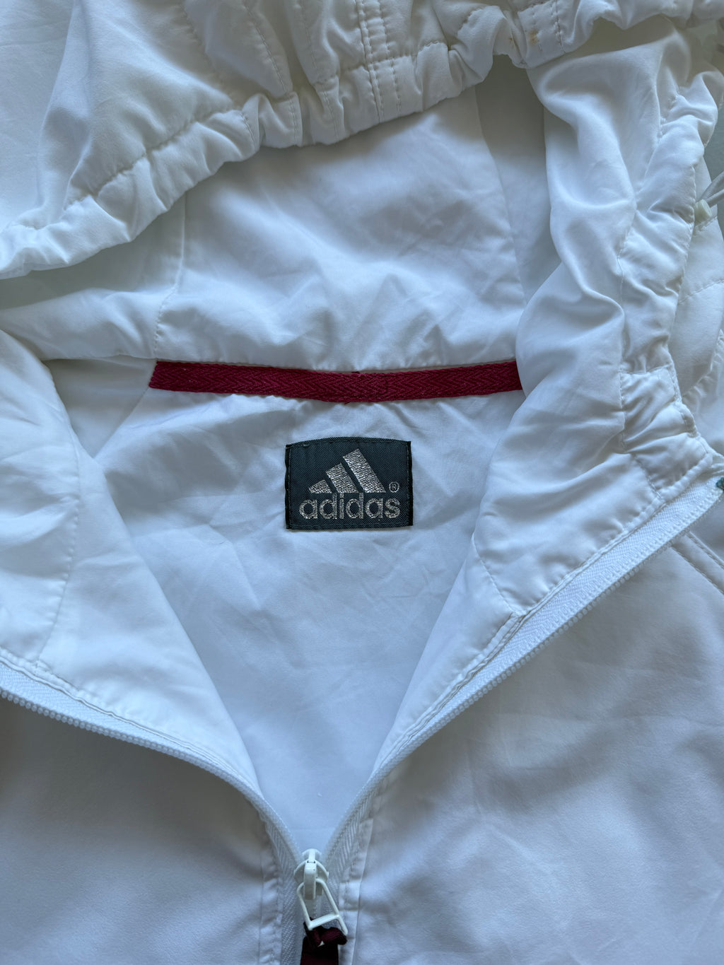 White Adidas 90's Vintage 1/4 Zip Shell Jacket - Medium
