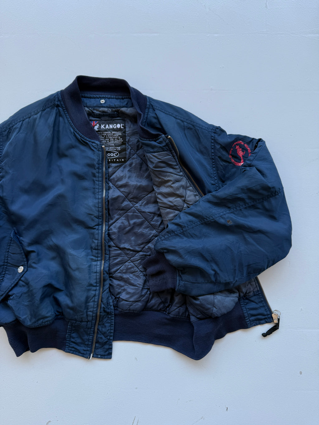 Navy Kangol 90's Vintage Bomber Jacket - Large