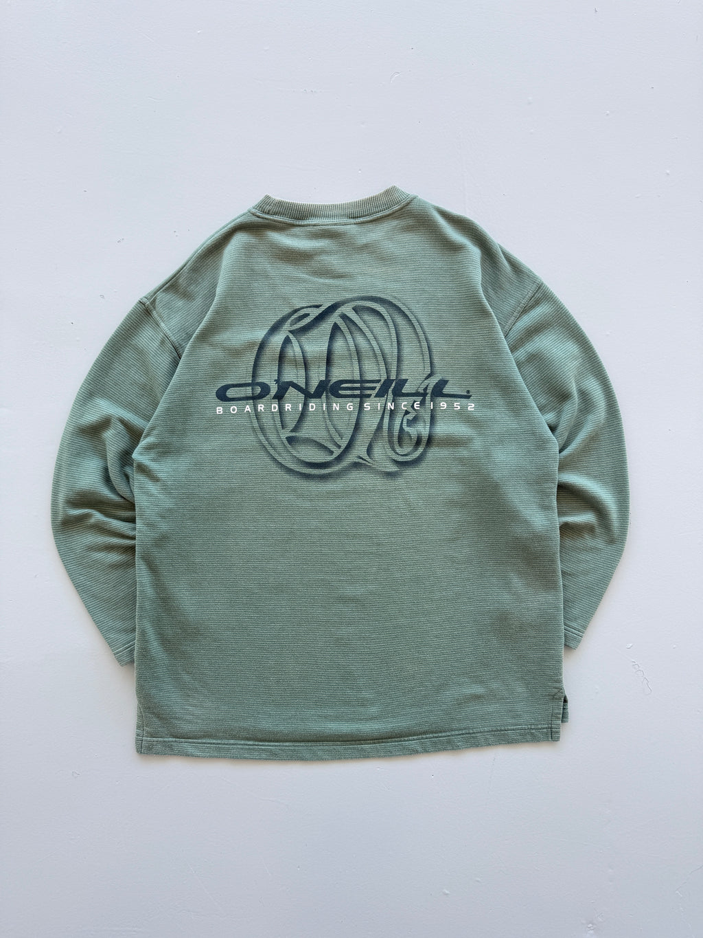 Green Striped O'Neill 90's Vintage Sun Faded Surfer Graphic Sweatshirt - XL
