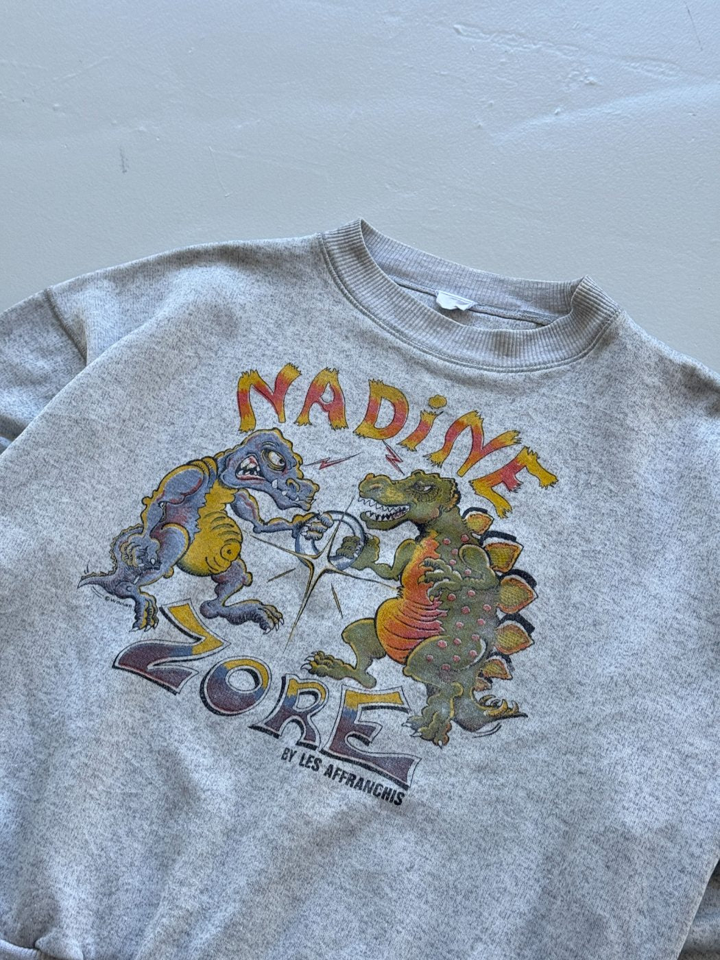 Nadine Zore French Cartoon Vintage Dinosaur 90's Sweatshirt - Small