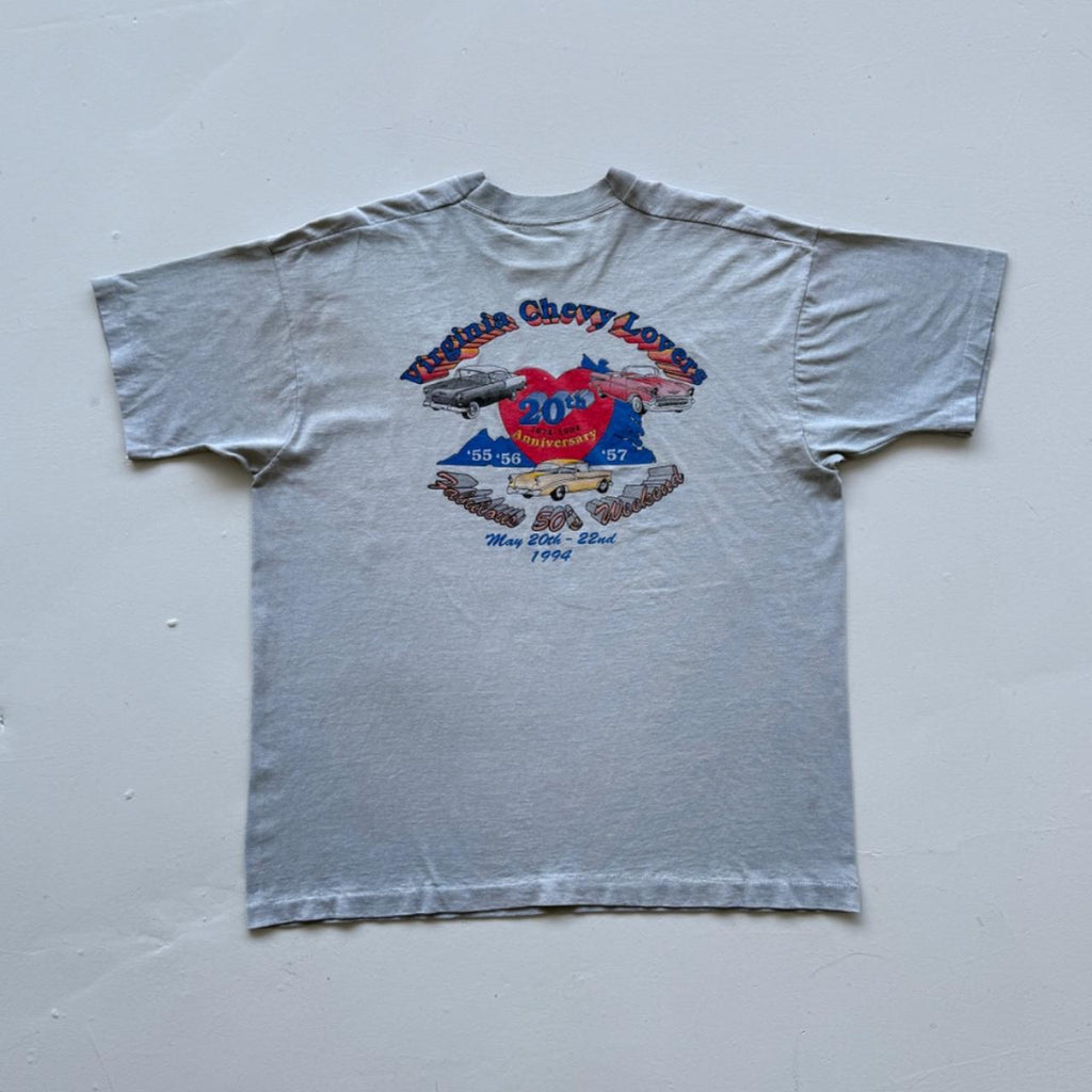 Blue Grey Overdyed Chevy Lovers 90's Graphic Vintage T-shirt - XL