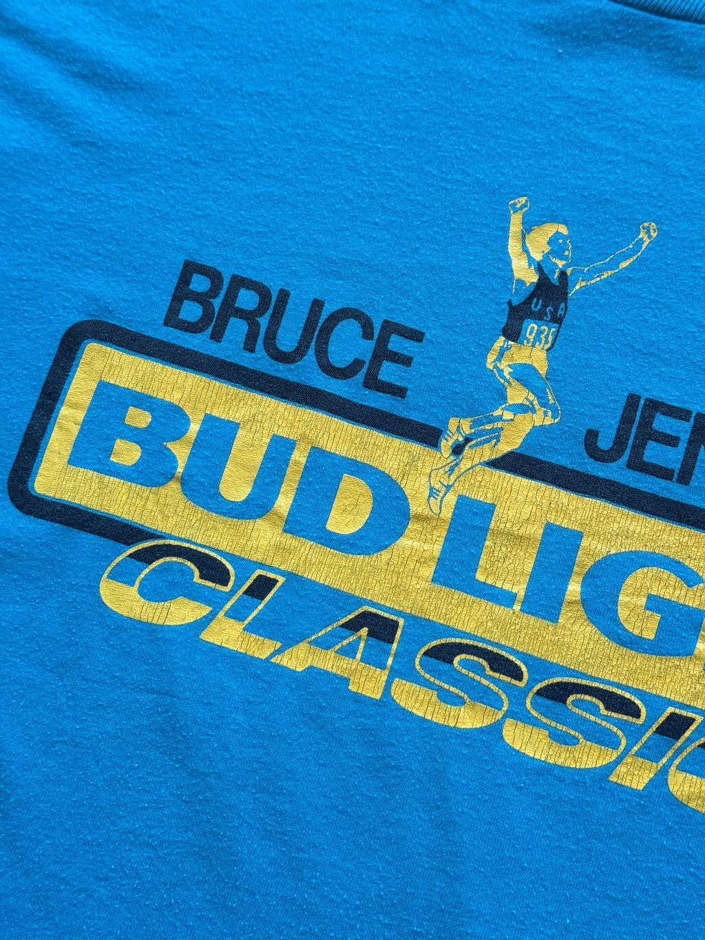 Blue Bruce Jenner 80's Vintage Single Stitch Beer Graphic T-Shirt - XL