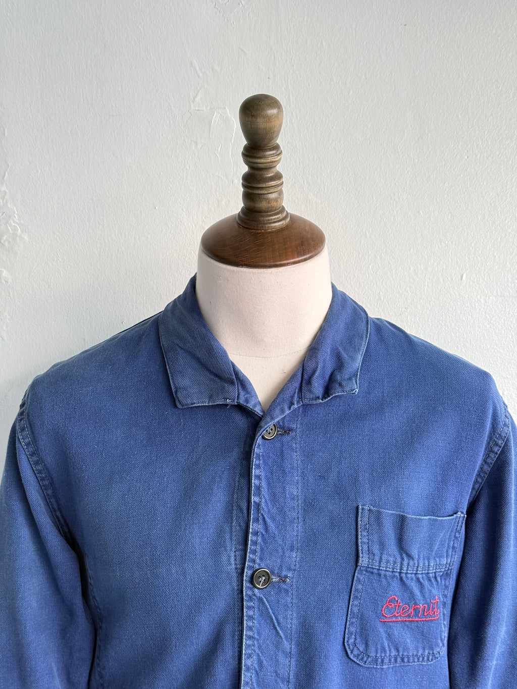 Blue French Eternit 1950s/60s Vintage Workwear Chore Jacket CH492 - Small
