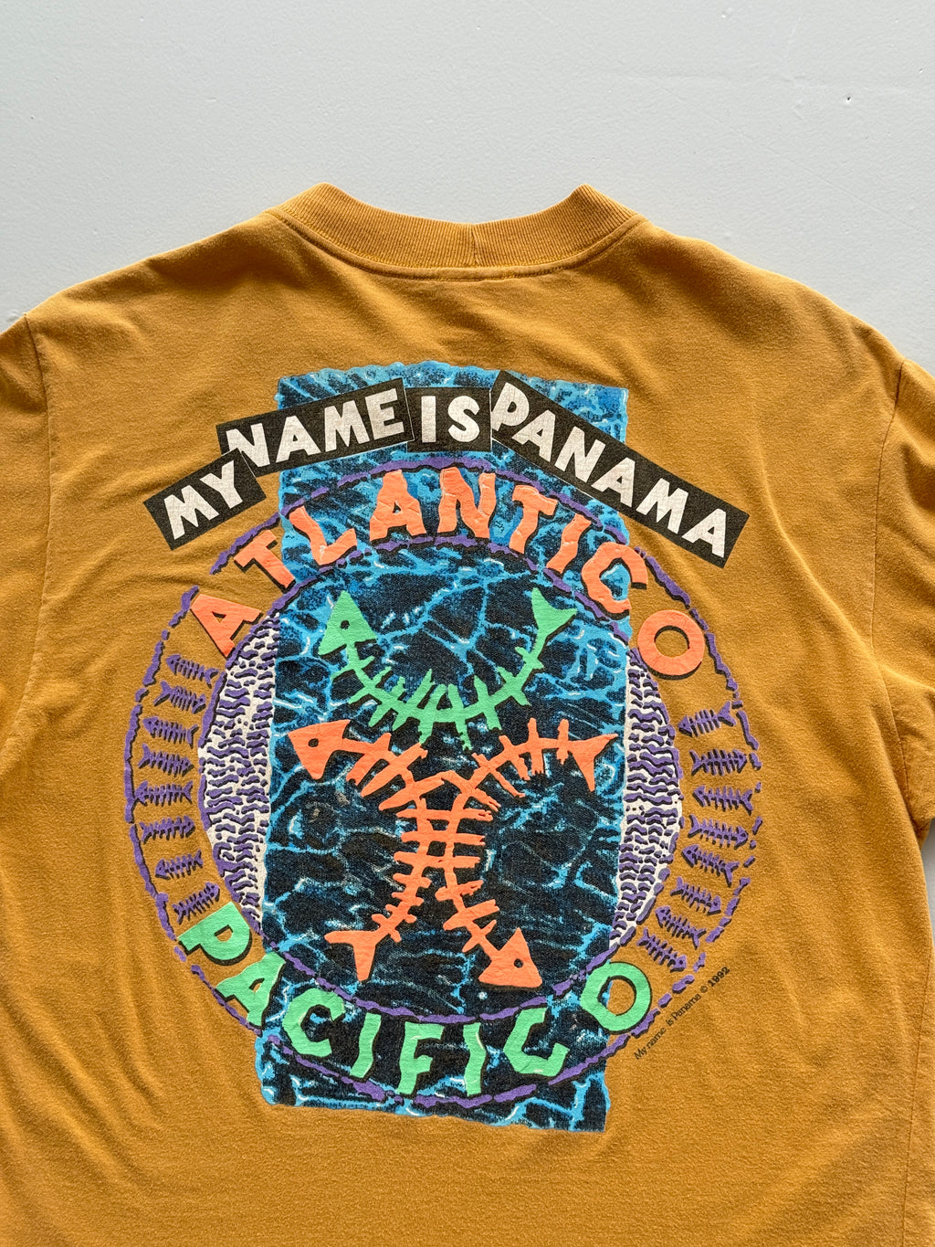 Yellow Panama 90's Vintage Single Stitch Surfwear Graphic T-Shirt - Medium