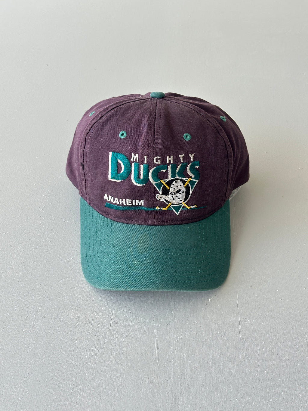 Purple / Teal Anaheim Mighty Ducks NHL 90's Vintage SnapBack Trucker Cap