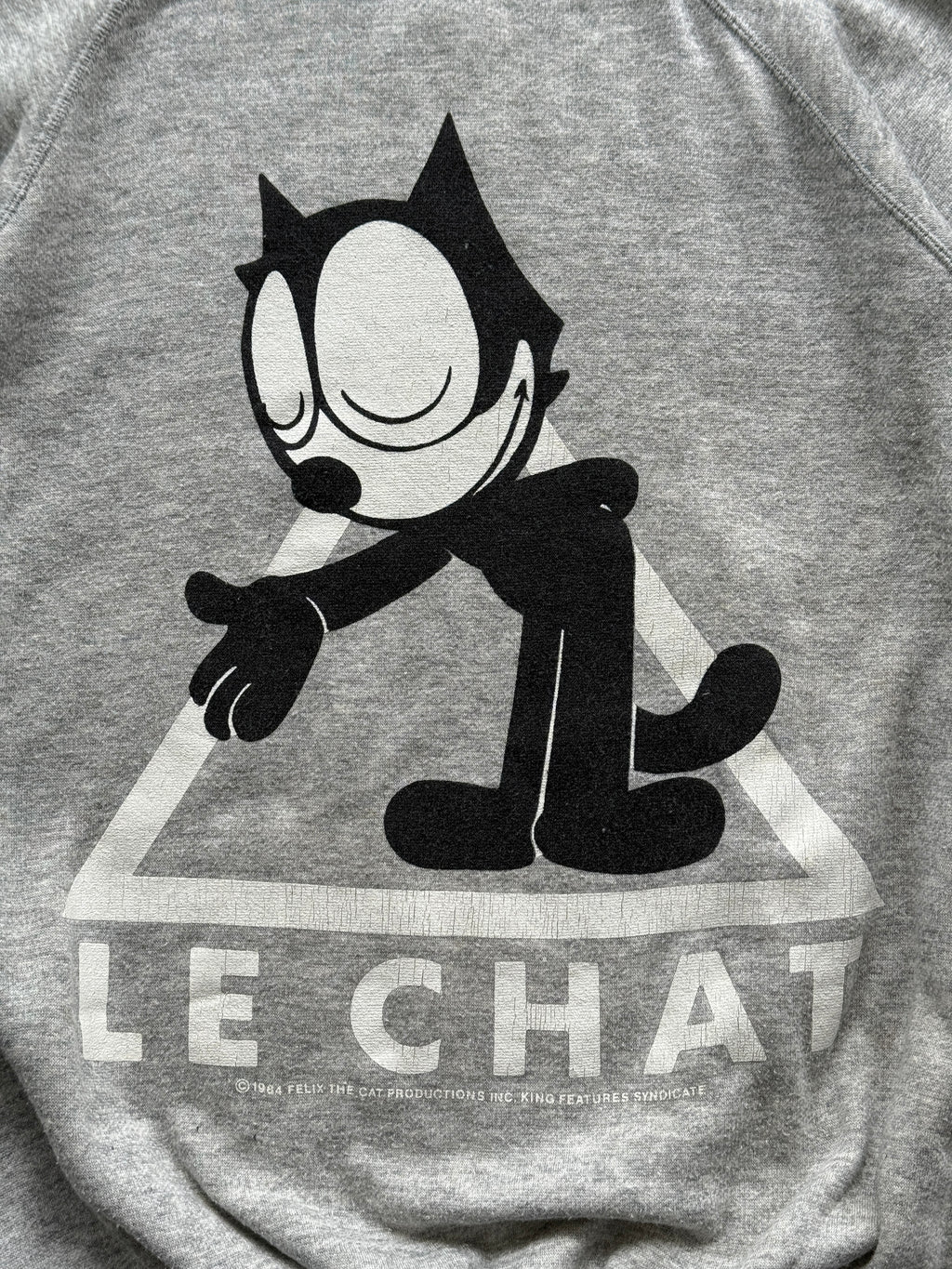 Grey Felix the Cat 80's Vintage Cartoon Graphic Sweatshirt Jumper - Medium