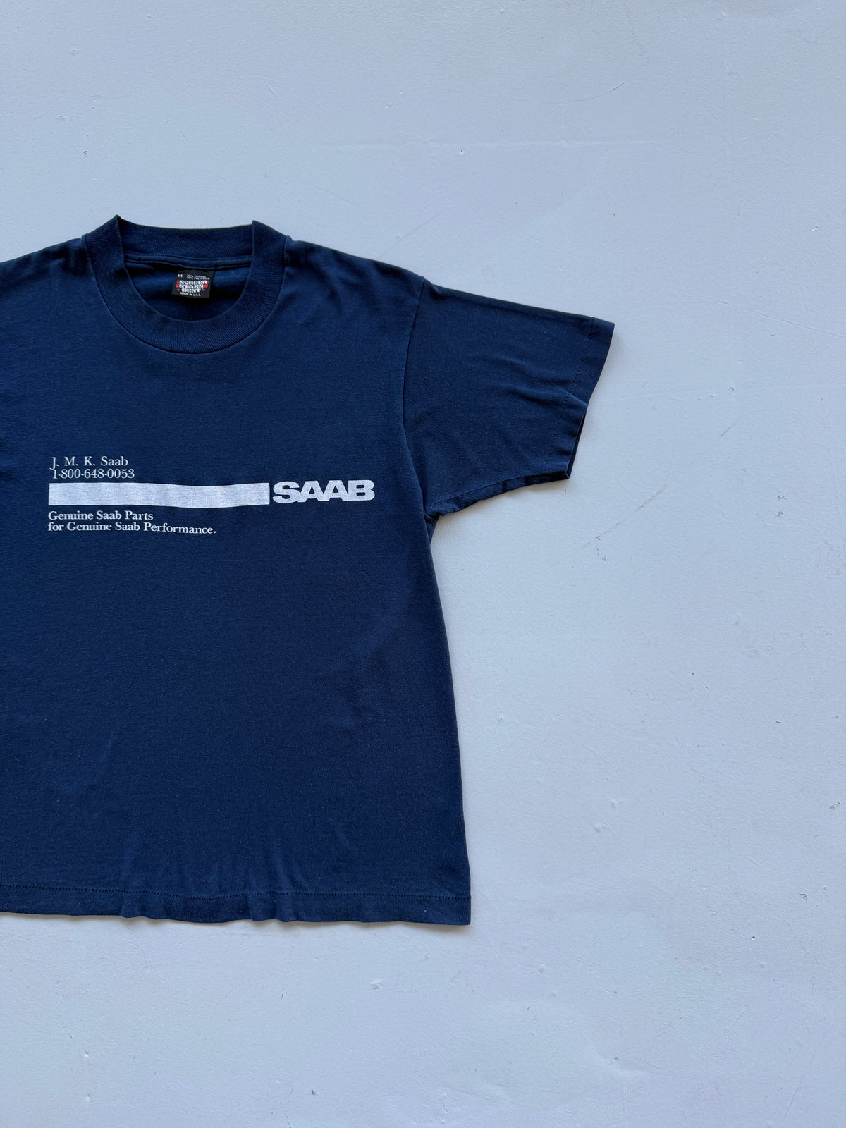 Navy SAAB Genuine Parts 80's Vintage Graphic T-Shirt - Small