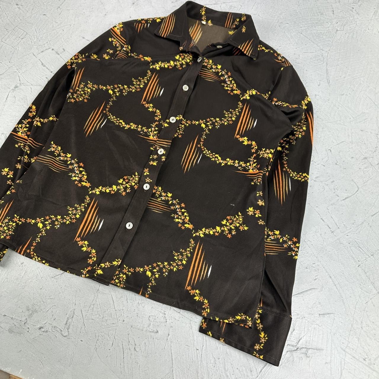 Vintage 70s Patterned Shirt - Small Size 8/10