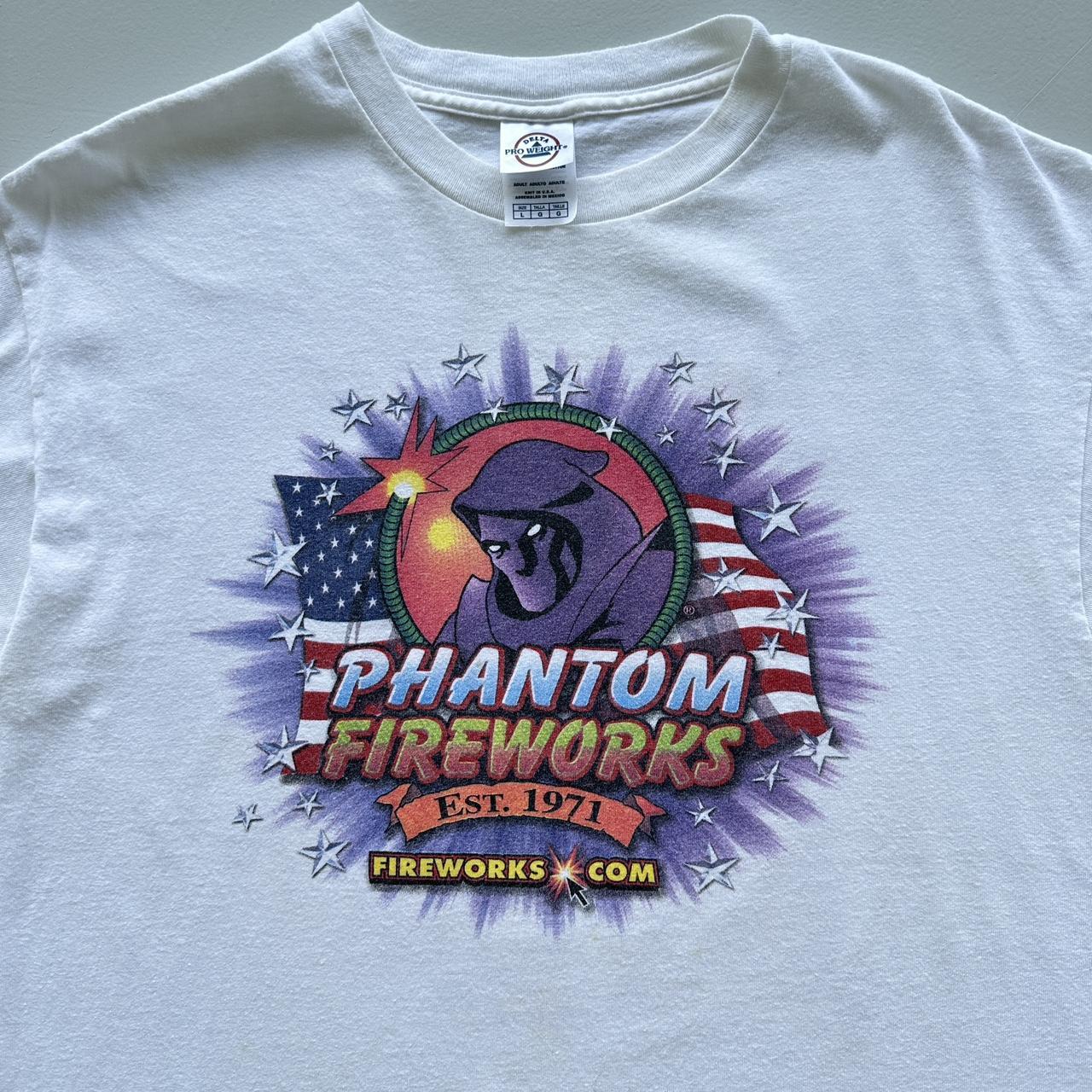 White Phantom Fireworks Vintage 00’s T-shirt - Large