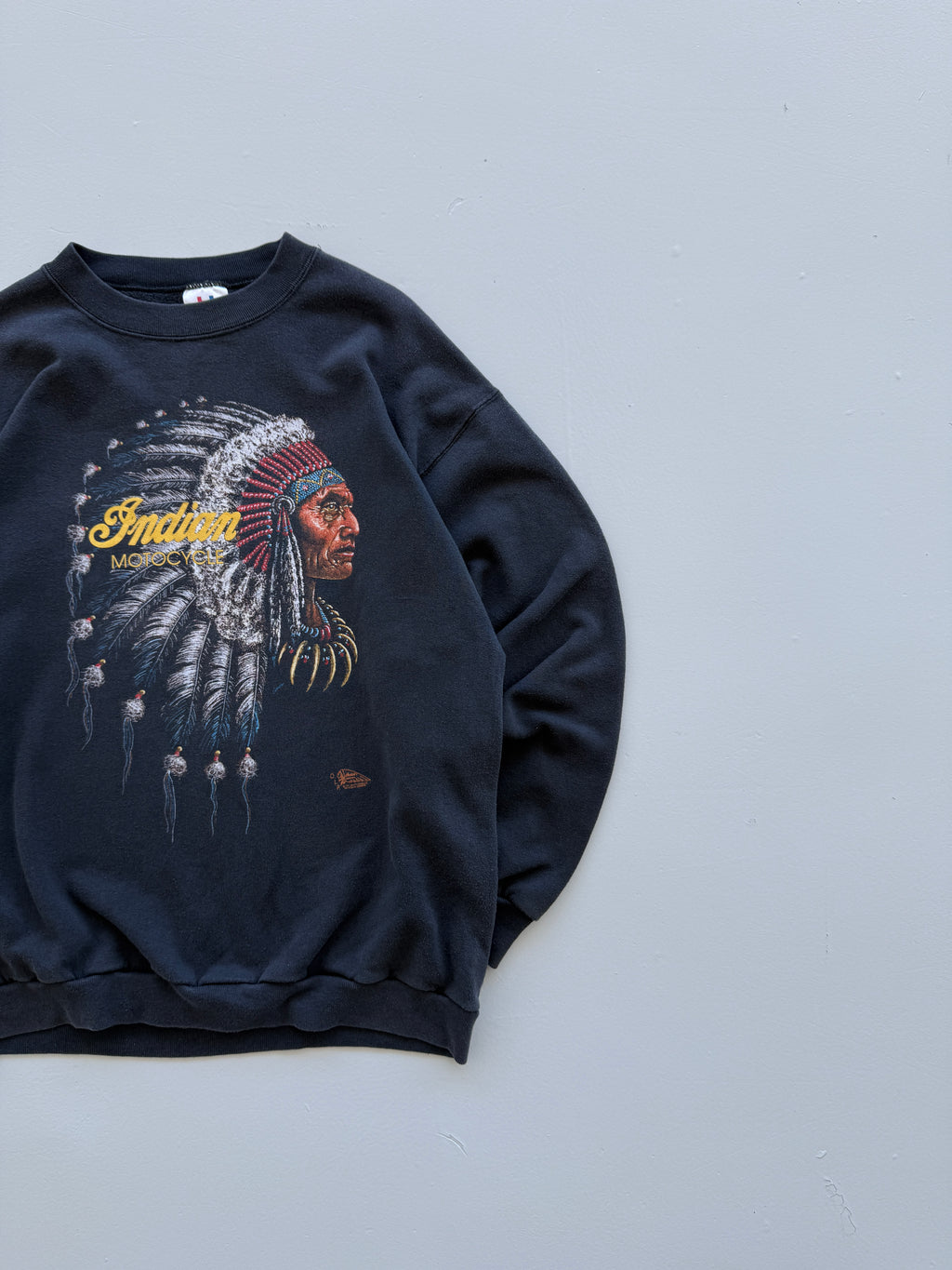 Black Indian Motorcycles 90's Vintage Graphic Biker Sweatshirt Jumper - Large