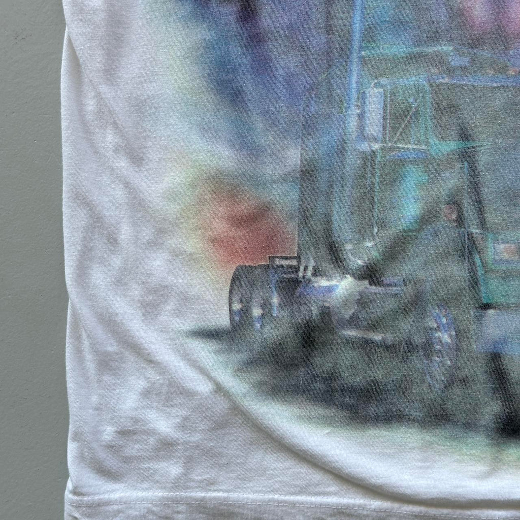 White Airbrushed Husky / Trucker Vintage 90's T-shirt - XL