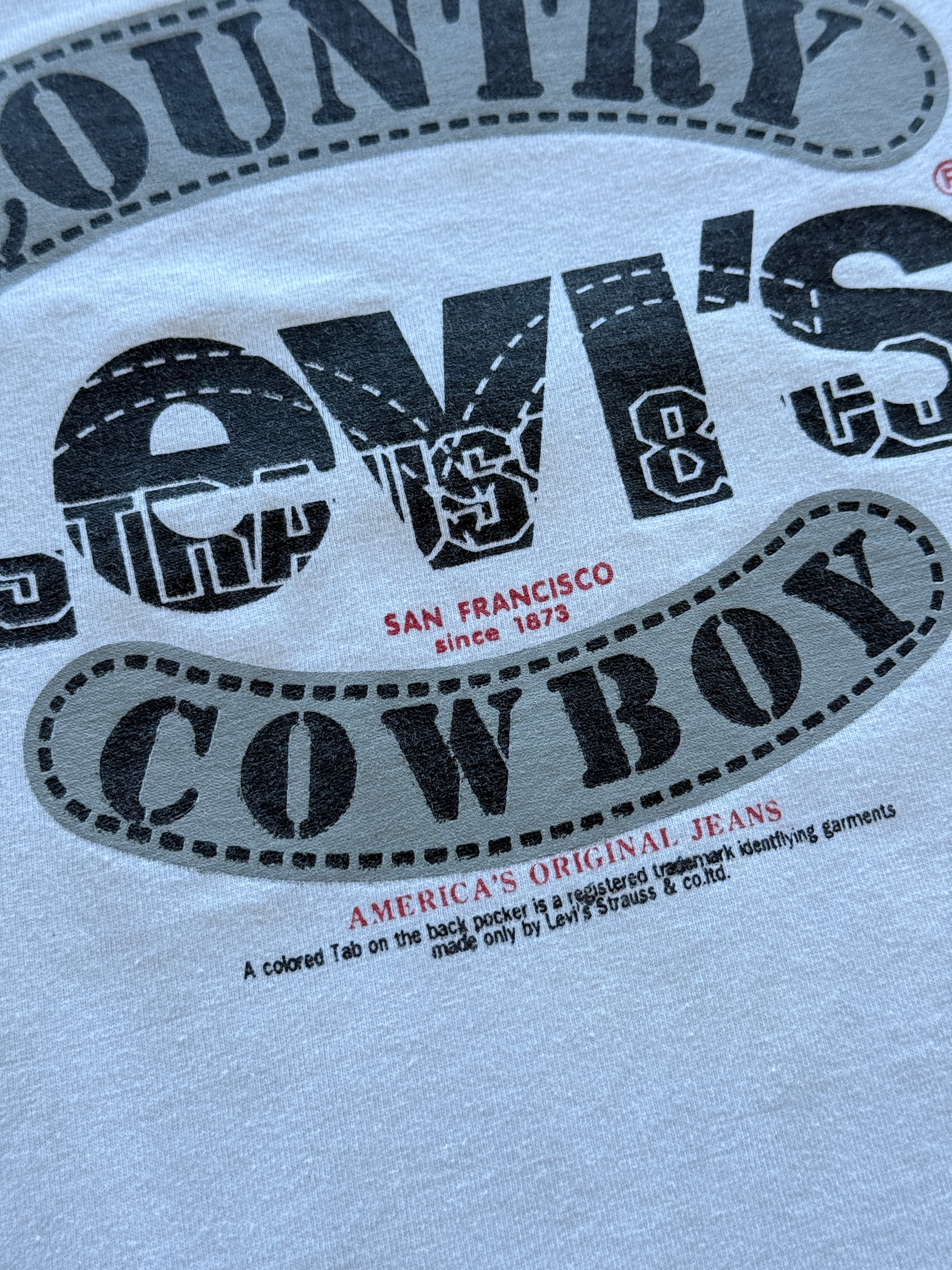 White Levi's Country Cowboy 90's Vintage Graphic T-Shirt - Large Boxy