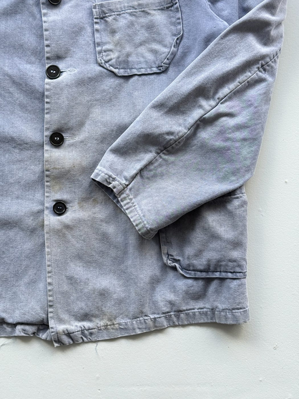 French Chore Vintage Faded Blue Cotton Work Jacket CH236 - Small