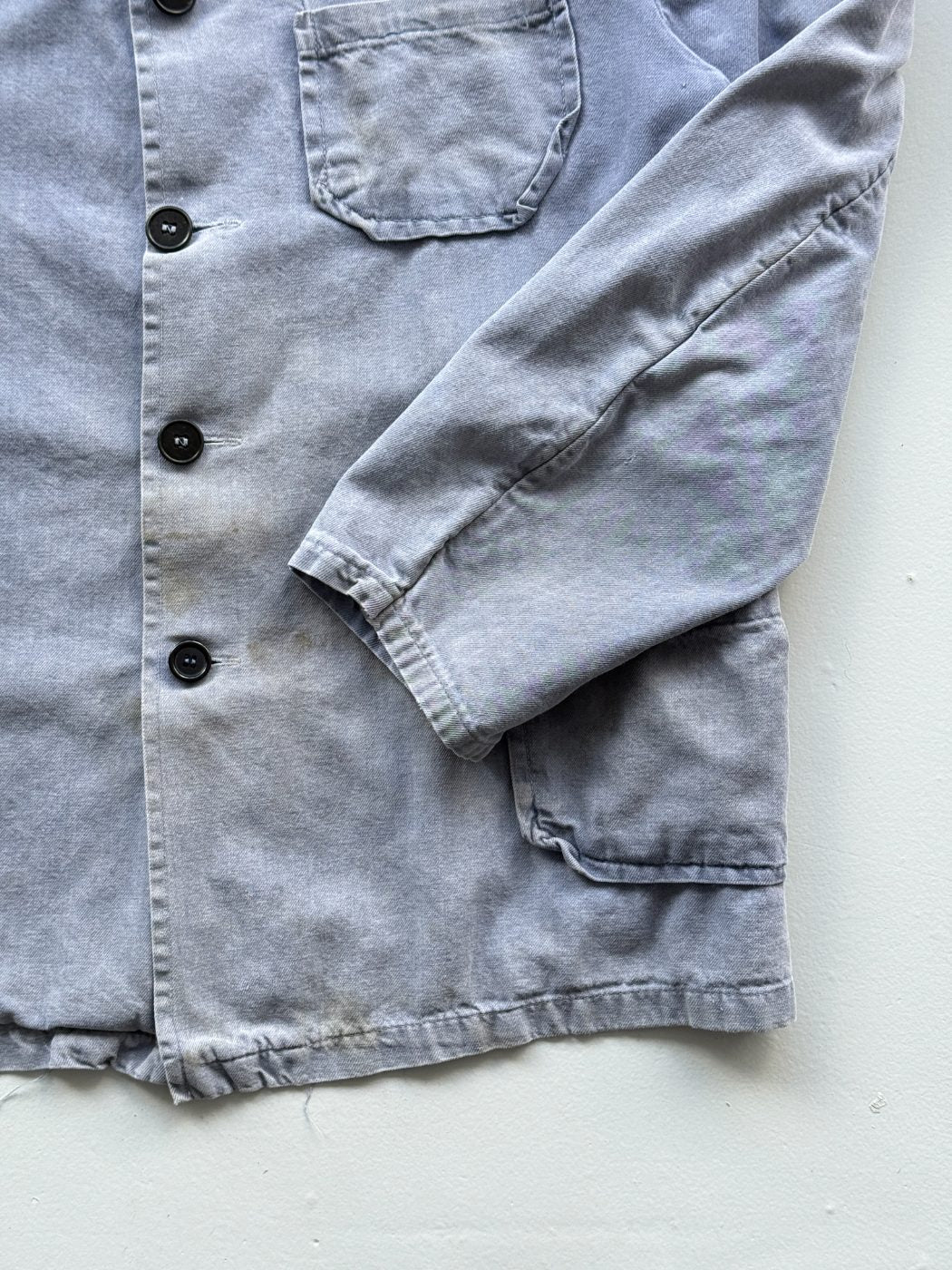 French Chore Vintage Faded Blue Cotton Work Jacket CH236 - Small
