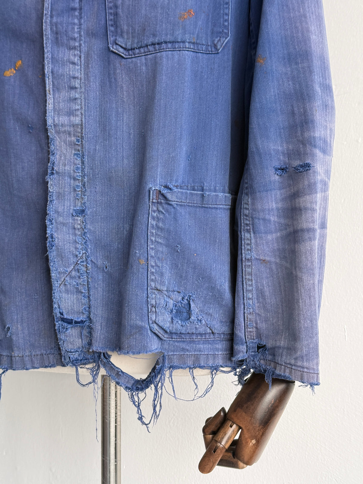 Thrashed Blue French 1950/60's Vintage Workwear Chore Jacket CH544 - XS
