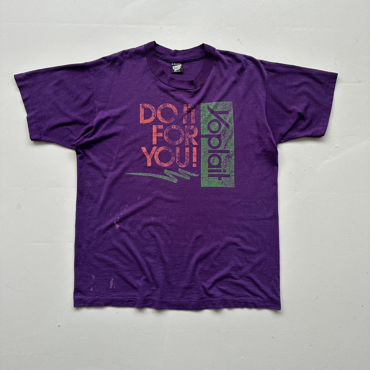 Purple "DO IT FOR YOURSELF" Slogan 90s Vintage T-shirt - Large
