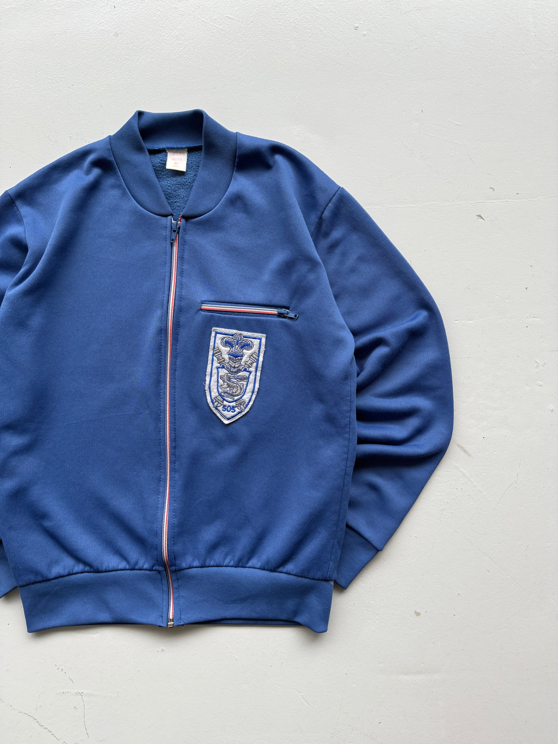 Navy Vintage 80's Athletic College Track Jacket Bomber- Small