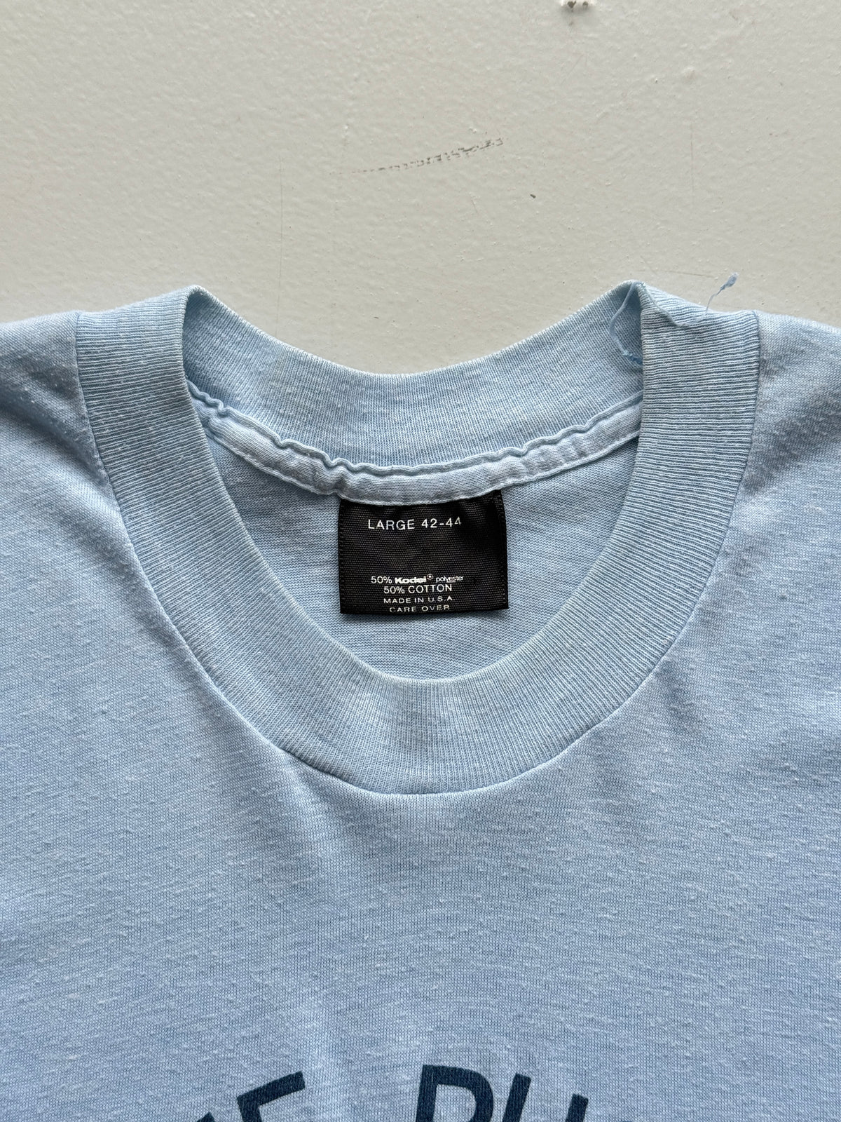 Light Blue Let The Russians 1984 Olympics 80's Vintage Cropped T-Shirt - Small