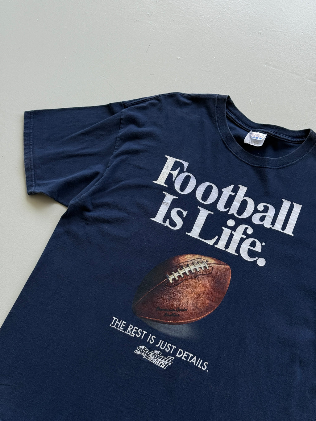 Navy Blue Football is Life 90's Vintage Graphic NFL T-Shirt - XL