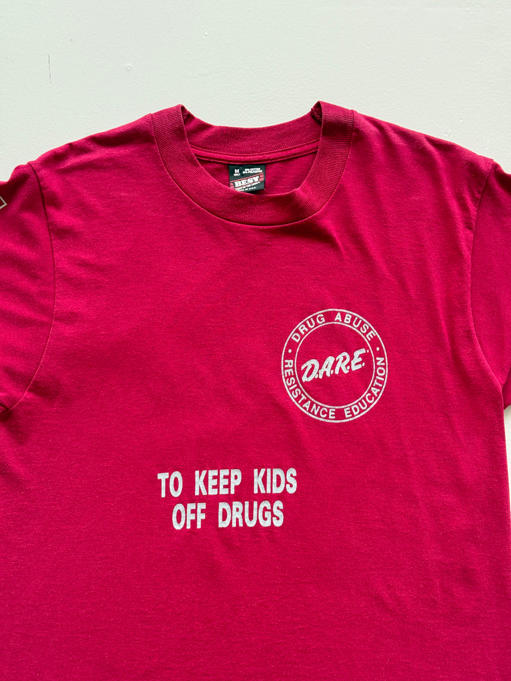 Red Dare to Keep Kids of Drugs 90s Vintage Single Stitch Graphic T-Shirt - Small