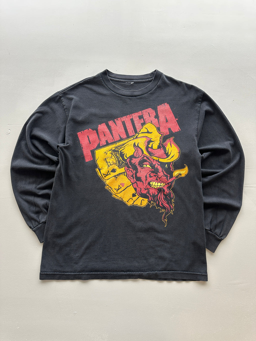 Pantera Devil Card Long Sleeve Vintage Metal Band T-Shirt - Medium