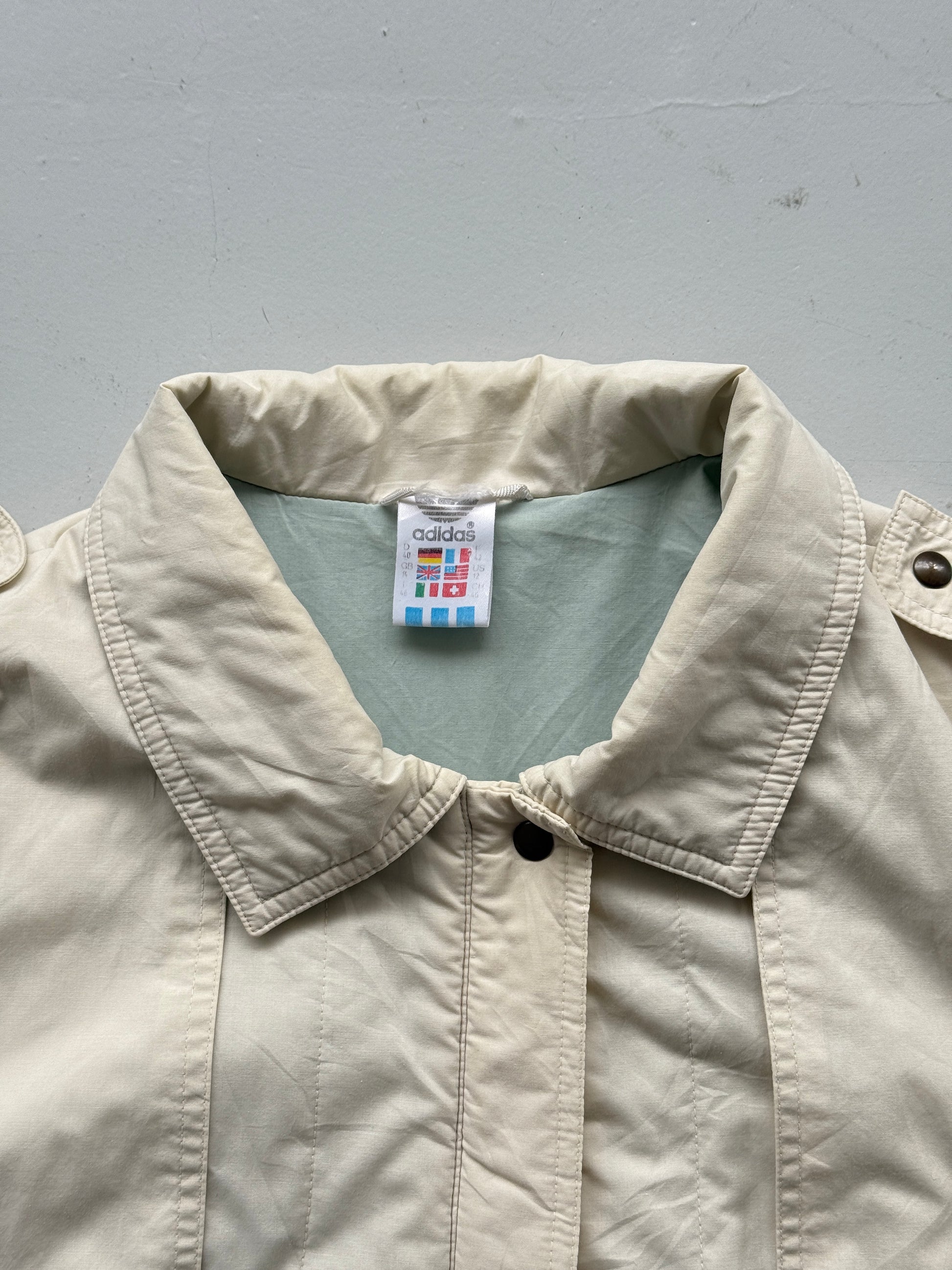 Cream Adidas 80's Vintage Full Body Length Puffer Jacket - UK14