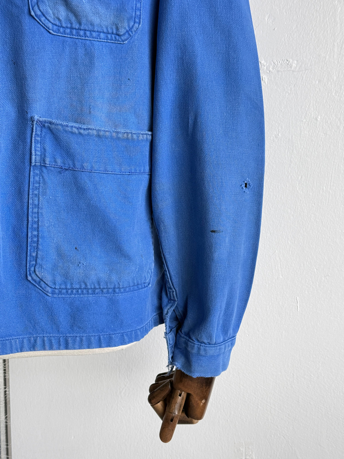 Thrashed Blue Adolphe Lafont 70's Vintage Workwear Chore Jacket CH522 - Small
