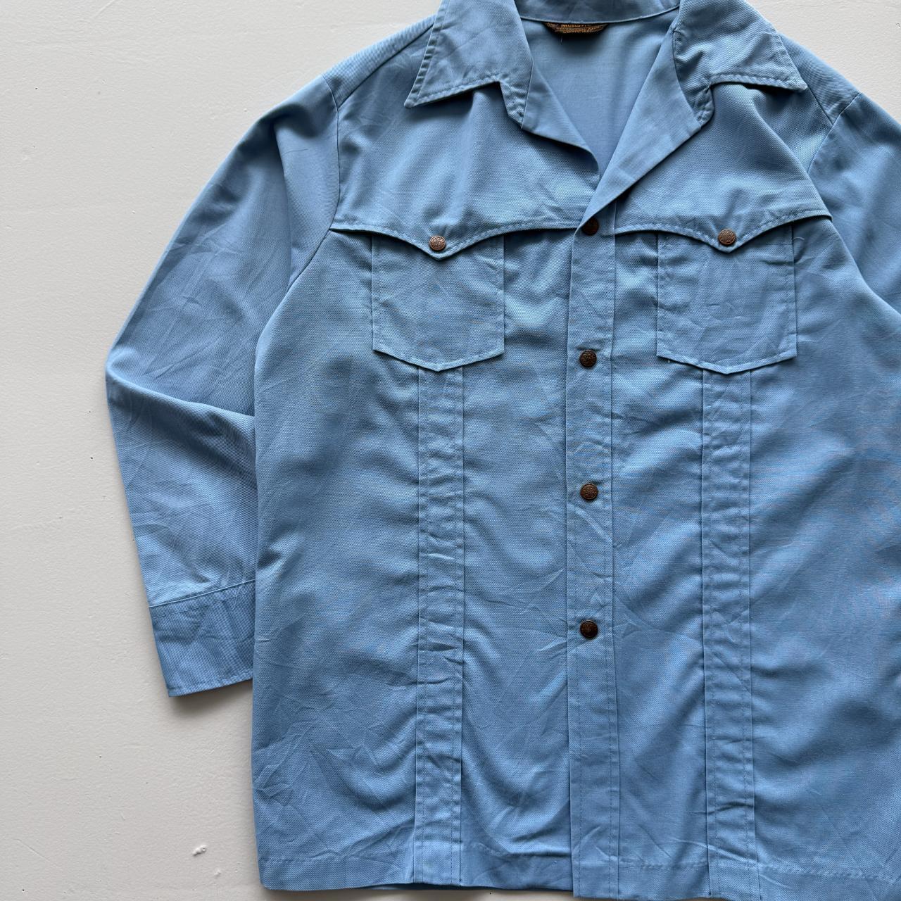 Light Blue Lightweight 70's Western Camp Collar Shirt - XL