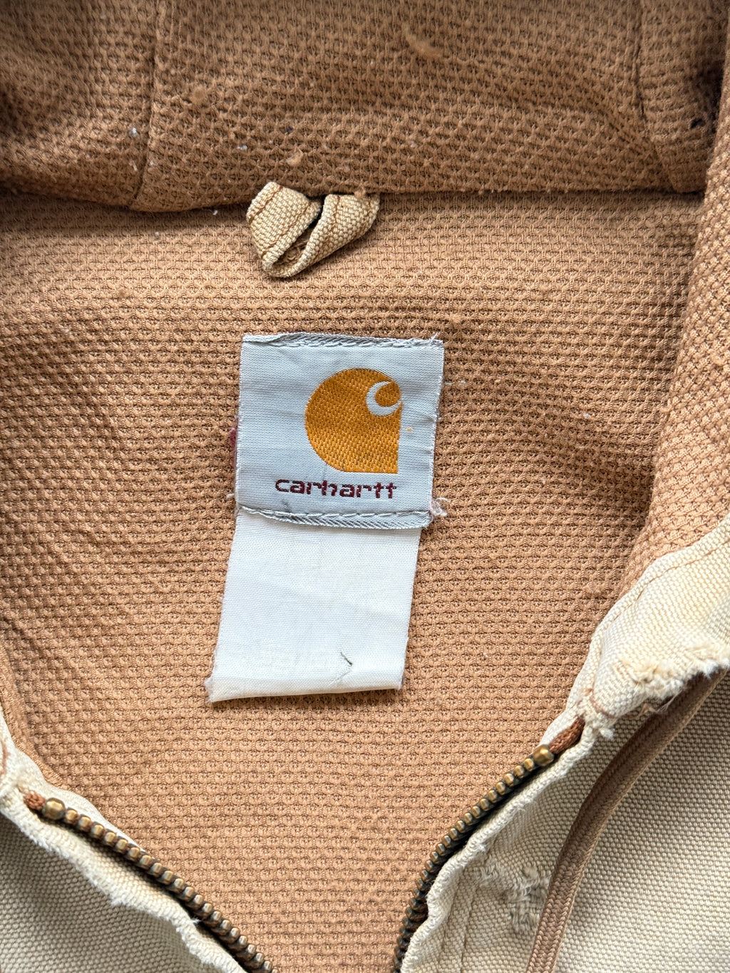 Cream Carhartt 90's Vintage Thrashed Workwear Active Jacket - Large