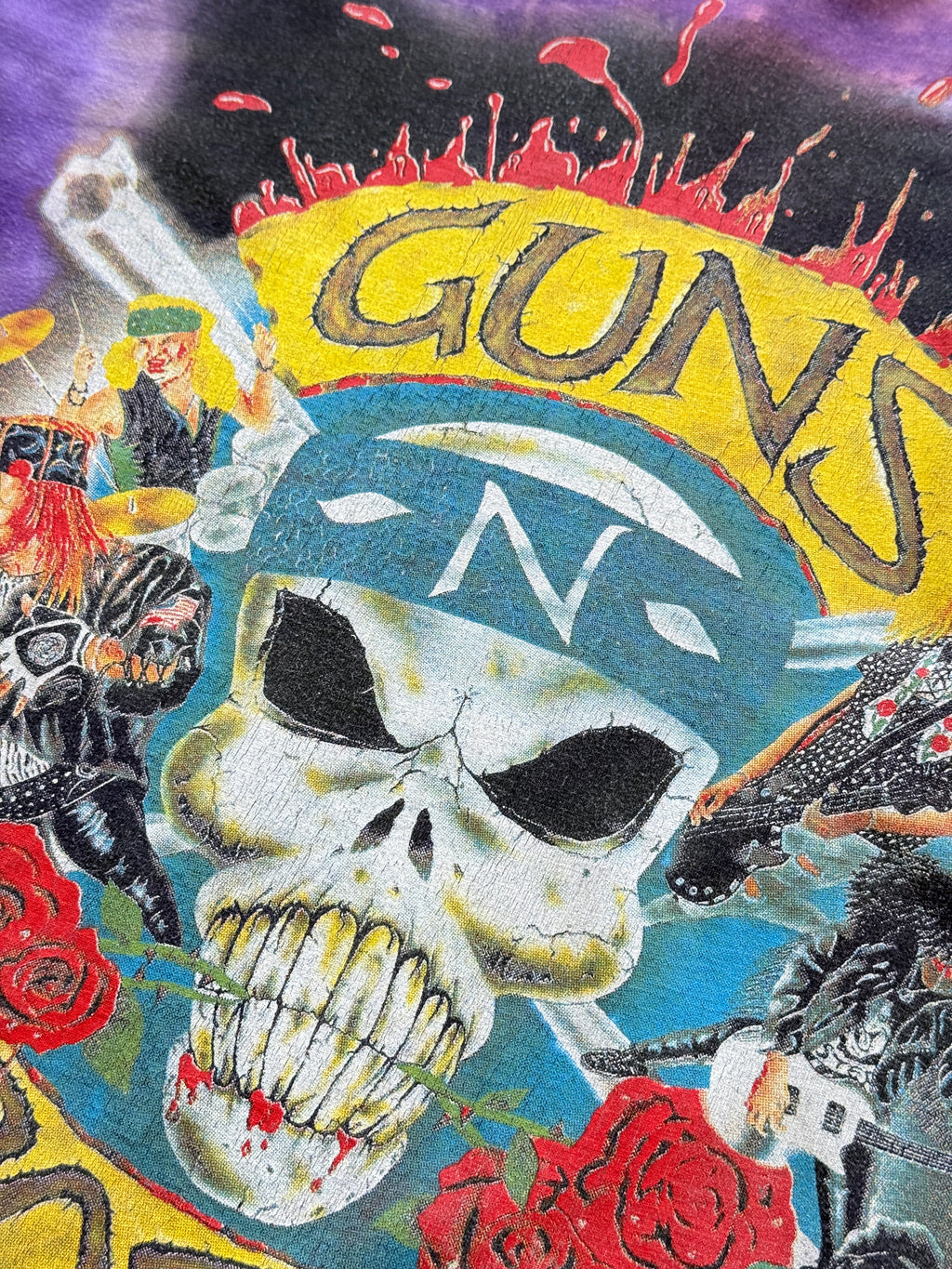 Purple Tie-Dye Guns N' Roses 90's Vintage Single Stitch Graphic T-Shirt - XL