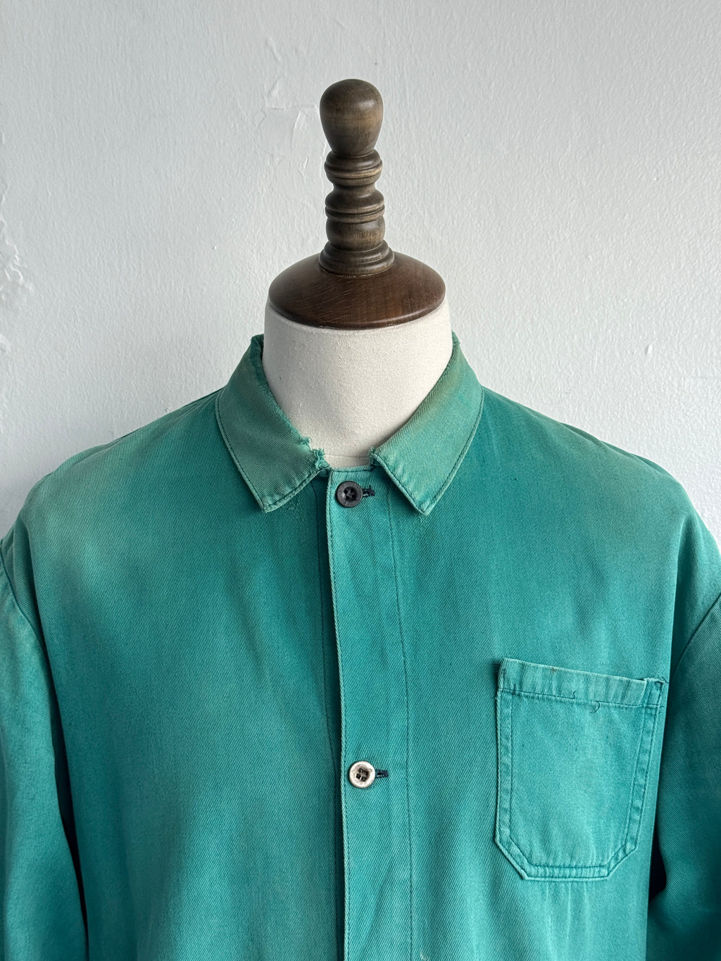 Thrashed Turquoise French 1960's Vintage Workwear Chore Jacket CH488 - XL