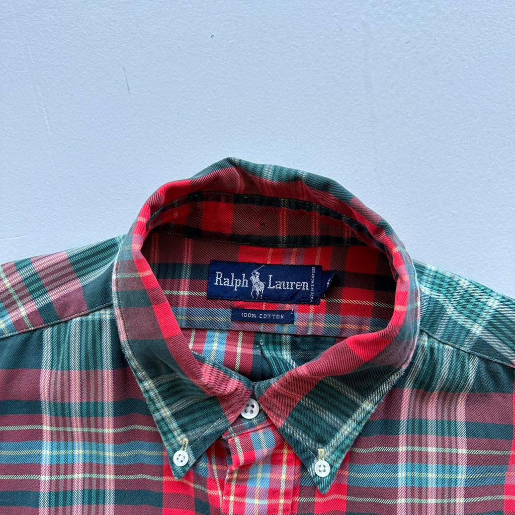 Ralph Lauren Polo Checkered Red/Green 90s Vintage Shirt - XL