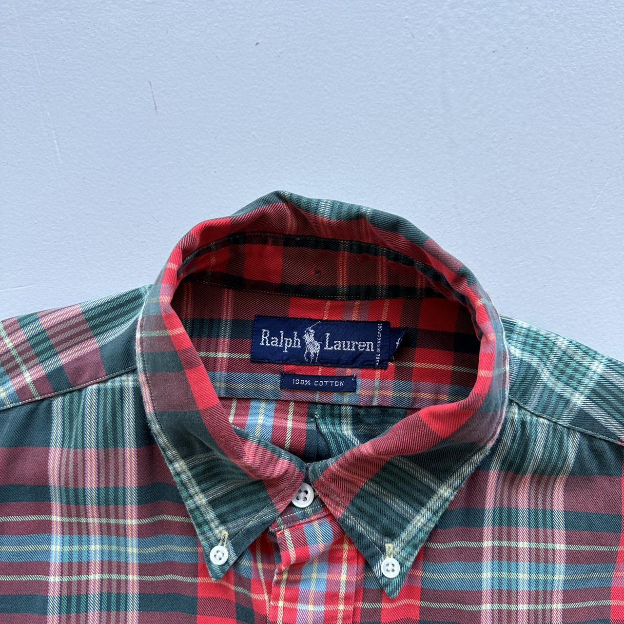 Ralph Lauren Polo Checkered Red/Green 90s Vintage Shirt - XL
