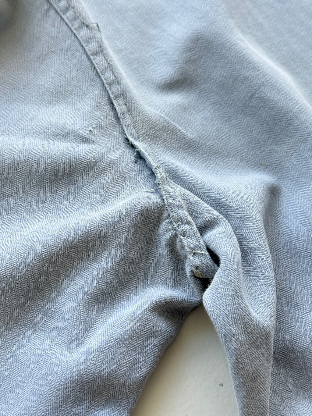 Faded Blue French Herringbone Vintage Workwear Chore Jacket CH367 - Medium